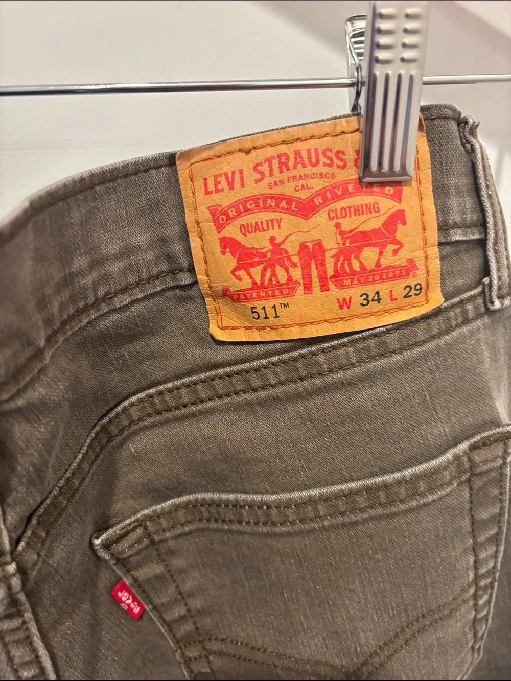 Levi Men's 34x29 Brown/green Slim Straight Jeans